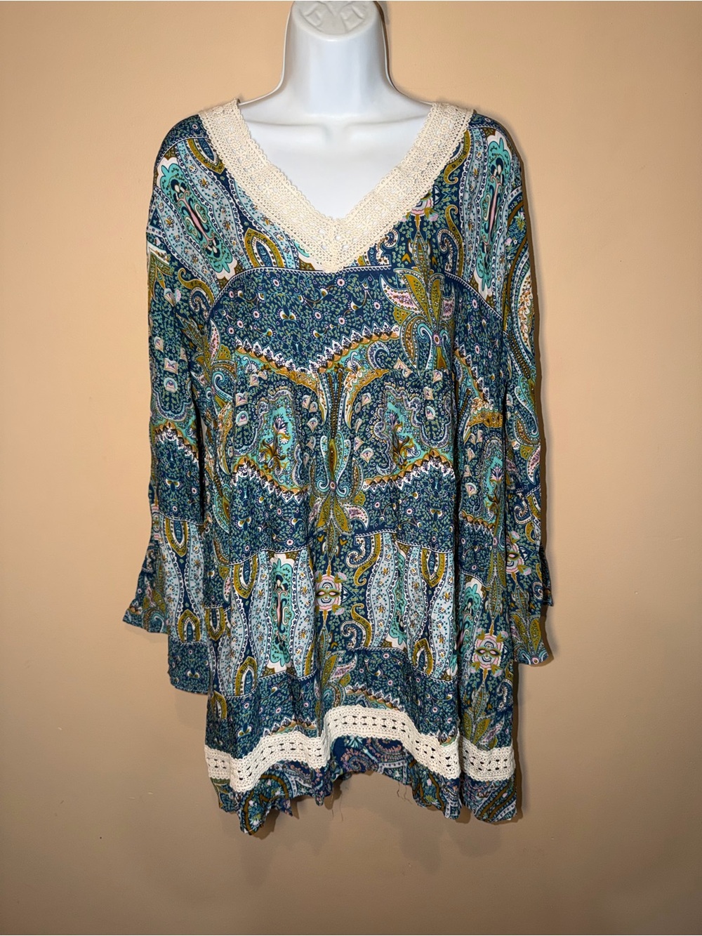 NWOT Kori America Women’s Boho Paisley Tunic Dress
